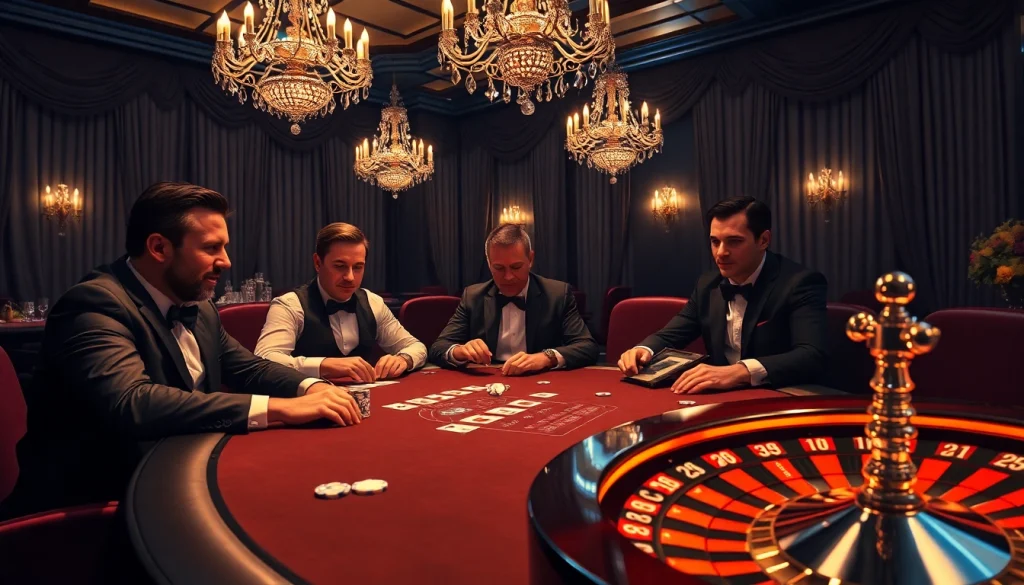 High-stakes poker scene at King88 casino with professional gamblers engaging in thrilling action.