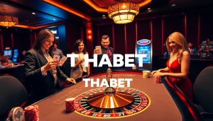 Players enjoying a thrilling casino experience at THABET with vibrant gaming tables and elegant dealers.