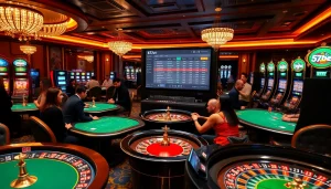 Experience the excitement of betting at 67bet with vibrant casino visuals and engaging players.