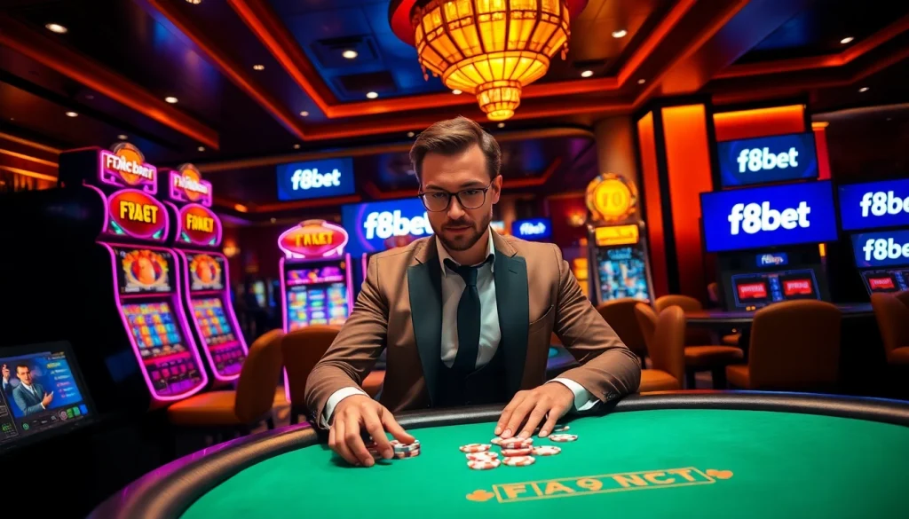 Experience the thrill at F8BET's casino with poker action and vibrant gaming.