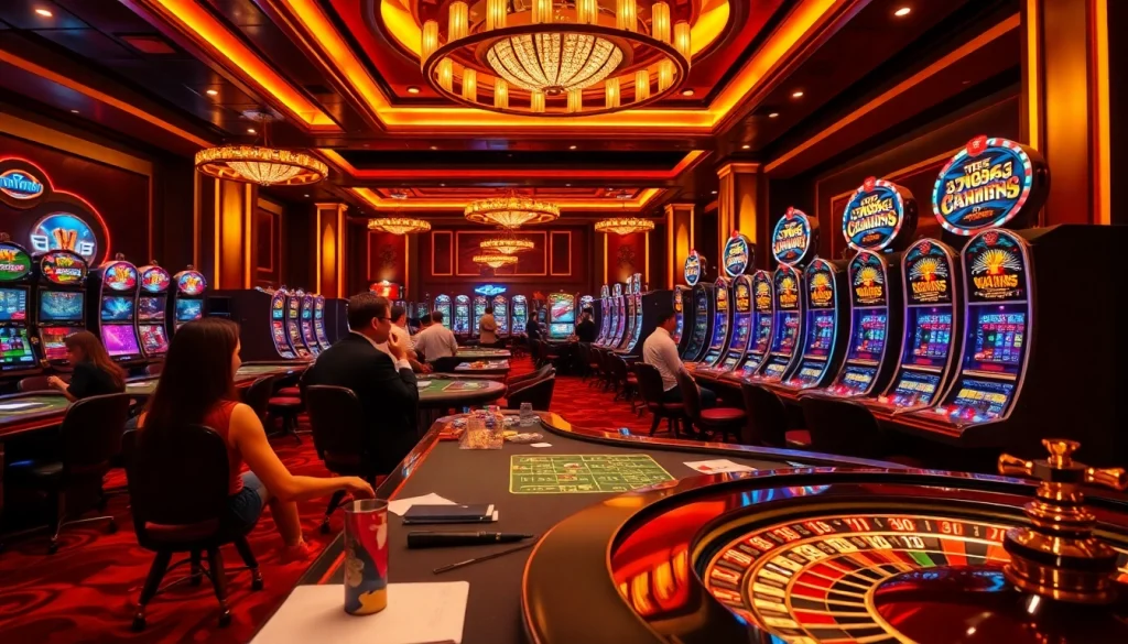 Exciting casino scene featuring dealers and players with a focus on the W88 link for online betting.