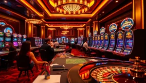 Exciting casino scene featuring dealers and players with a focus on the W88 link for online betting.