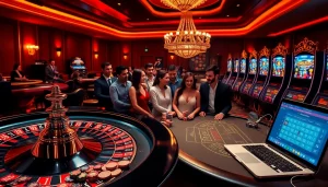 Experience thrilling gameplay at nhà cái lucky88 with vibrant casino elements including roulette, poker chips, and slot machines.