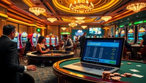 Pemain Dewanaga89 merayakan kemenangan di sekitar meja roulette di kasino mewah.