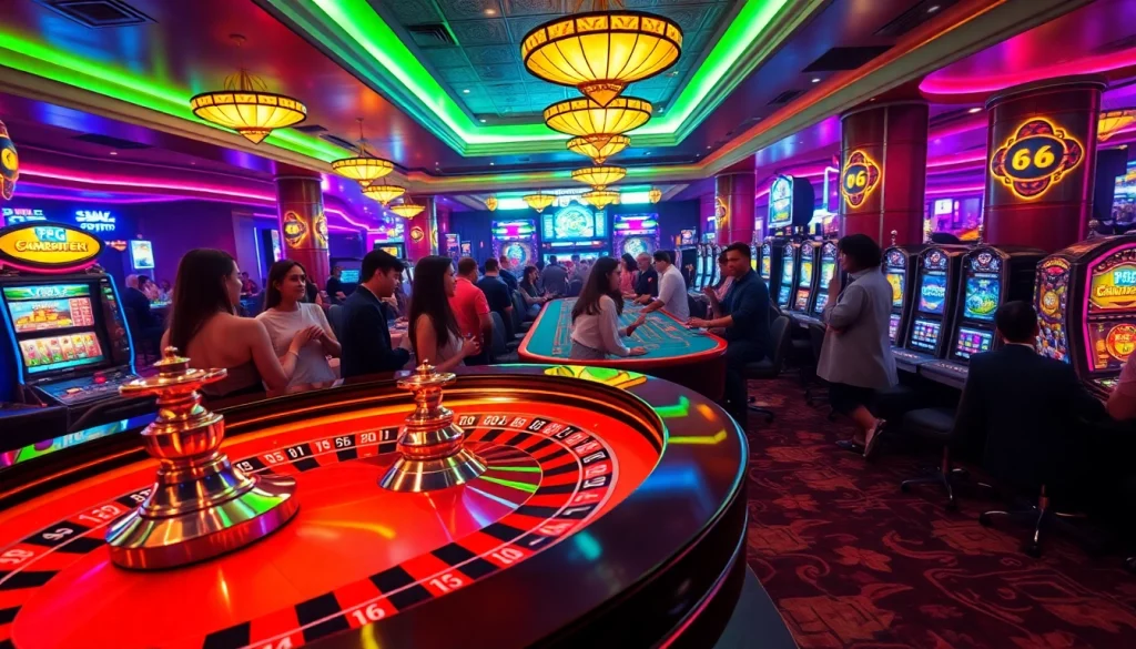 Experience the excitement of PG 66 with players celebrating their wins at a dazzling casino table.