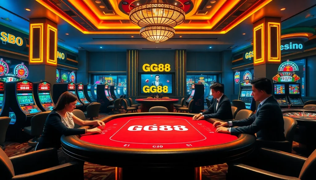 Experience the excitement of gambling at GG88's luxurious casino table.
