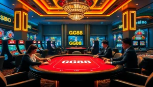Experience the excitement of gambling at GG88's luxurious casino table.