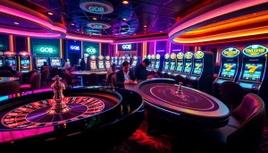 GO8 players winning big at a vibrant casino table with exciting gaming elements.