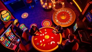 Players enjoying a thrilling game night at a luxurious casino featuring SN888 poker tables.