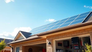 Modern 5kw hybrid solar system installation featuring solar panels, inverter, and battery.