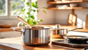 Showcasing the best cookware for induction NZ in a bright kitchen setting.