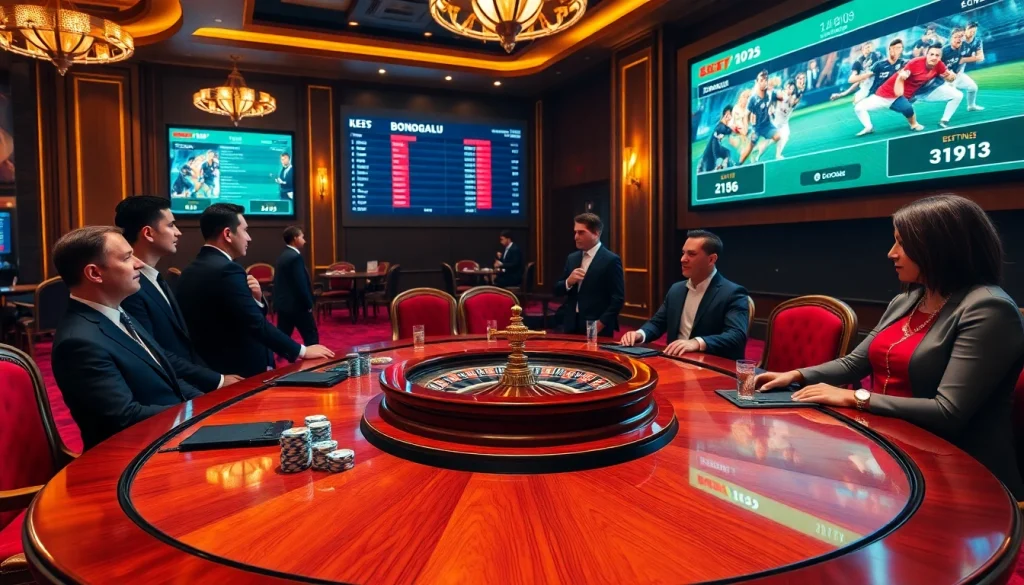 Bongdalu players enjoying a thrilling poker game with vibrant chips and glimmering winnings.