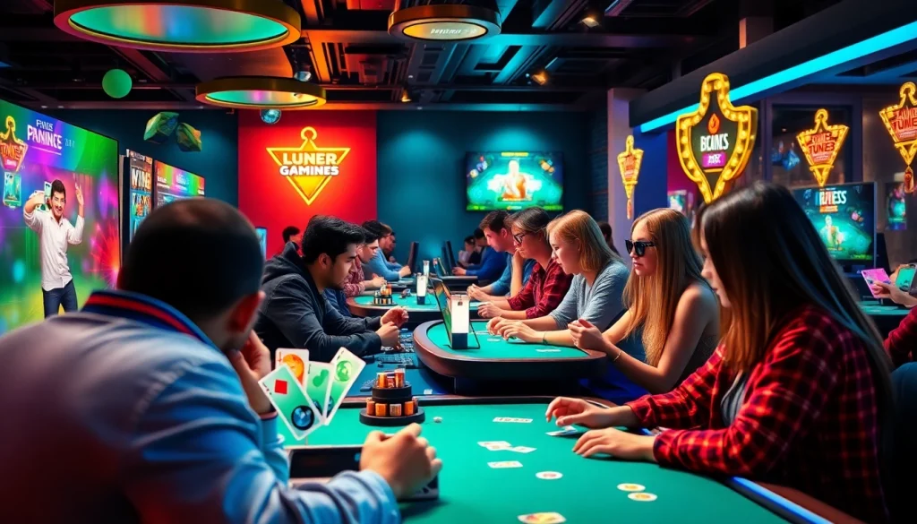 Exciting online gaming scene featuring players at gamebaidoithuong.com.vc with vibrant visuals and interactive elements.