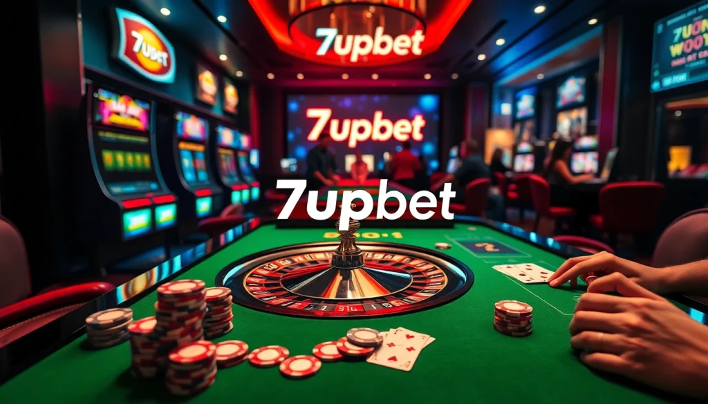Engage with the thrill of gaming at 7upbet's vibrant casino scene featuring poker and roulette.