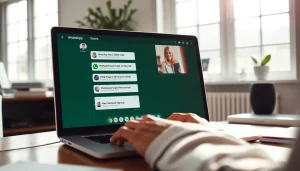 WhatsApp网页版的动态界面，无缝展示消息传递与视频通话功能。
