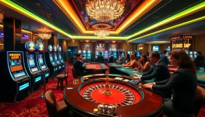 Engage in online gambling excitement at https://okfun.uk.net/, featuring luxurious casino tables and vibrant slot machines.