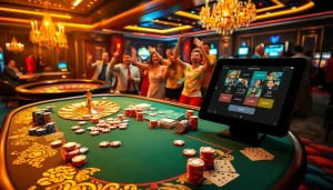 Experience sbobet link alternatif in a lively casino atmosphere with vibrant poker tables and roulette.