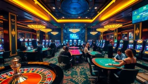 Experience thrilling gaming action at i9bet2h.club with high-stakes poker, roulette wheels, and vibrant slot machines.