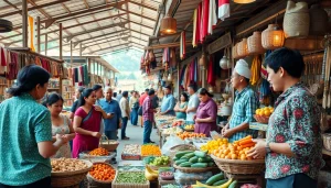 Showcase a vibrant scene of a traditional economy market with local vendors.