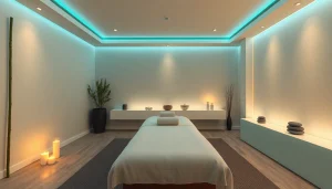 편안함과 평온을 제공하는 의정부마사지의 매력적인 마사지 치료실.