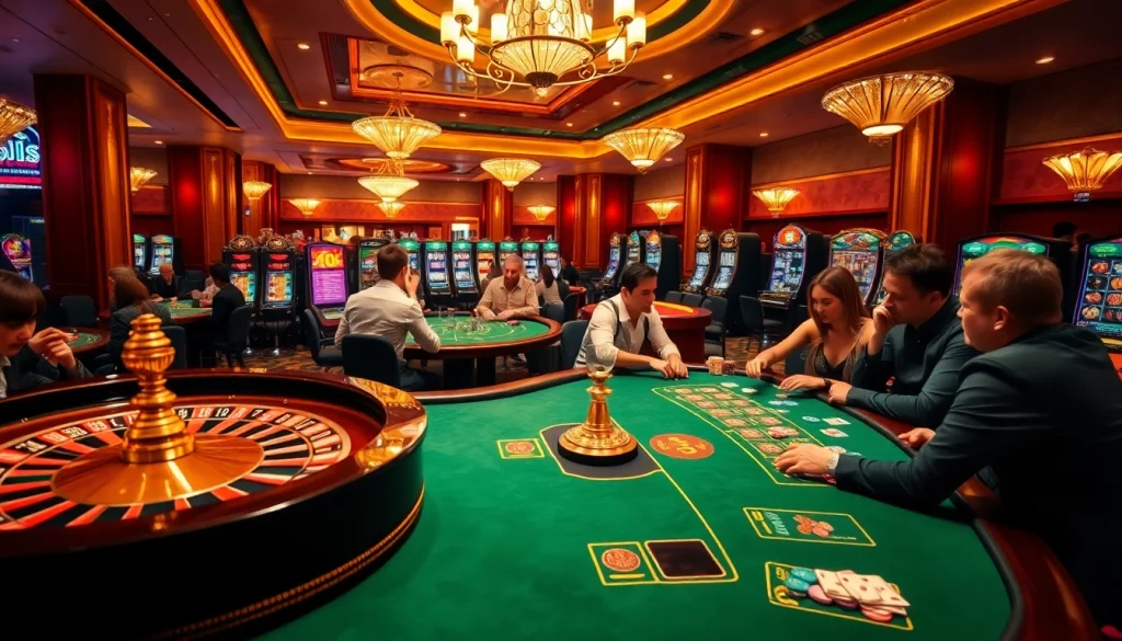 Joueurs de jeux de hasard engagés avec des tables de casino montrant des stratégies et de l'excitation des meilleurs casinos en ligne.