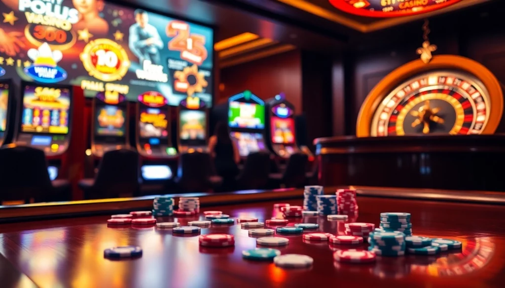 Vivez l'excitation des meilleurs casinos en ligne avec des jetons de poker vibrants et une roue de roulette palpitante.
