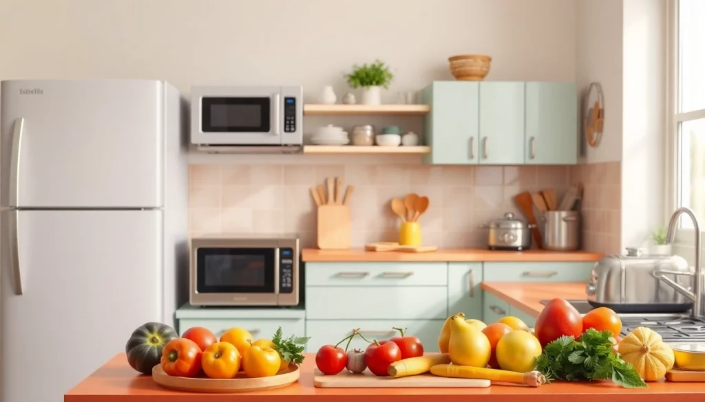 Enhance your kitchen with affordable appliances featuring vibrant colors and inviting atmosphere.