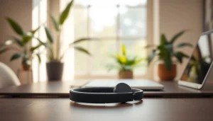 Experience sound clarity with Bone X1 Bone Conduction Headphones showcased elegantly on a modern desk.