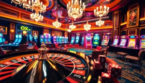 Vivez l'excitation des meilleurs casinos en ligne dans une scène de jeu vibrante et luxueuse.