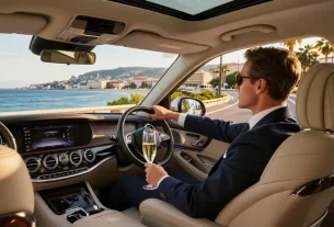 Expérience de transfert aéroport Nice dans une voiture de luxe avec chauffeur sur la Côte d'Azur.